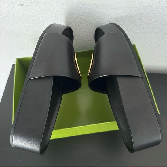 NEW Tory Burch Patos Platform Black Leather Slide Sandal - Picture 9 of 13